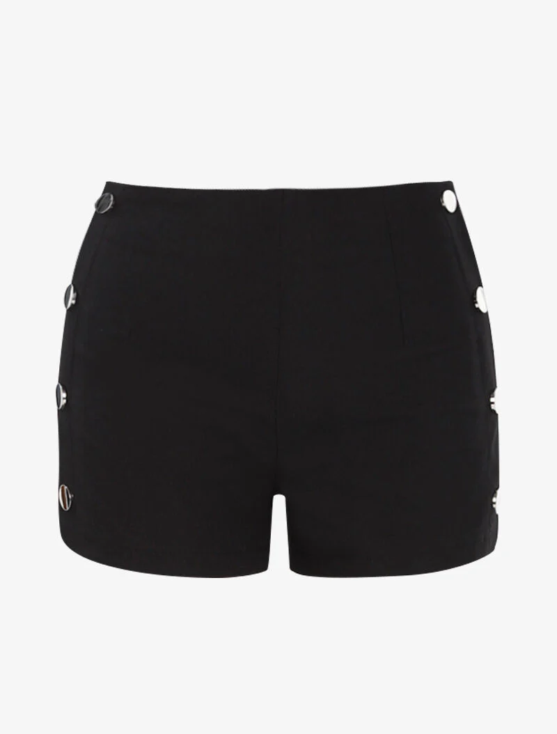 Mini short à boutonnières - noir
