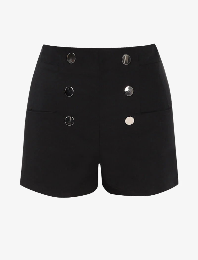 Mini short à boutons décoratifs - noir