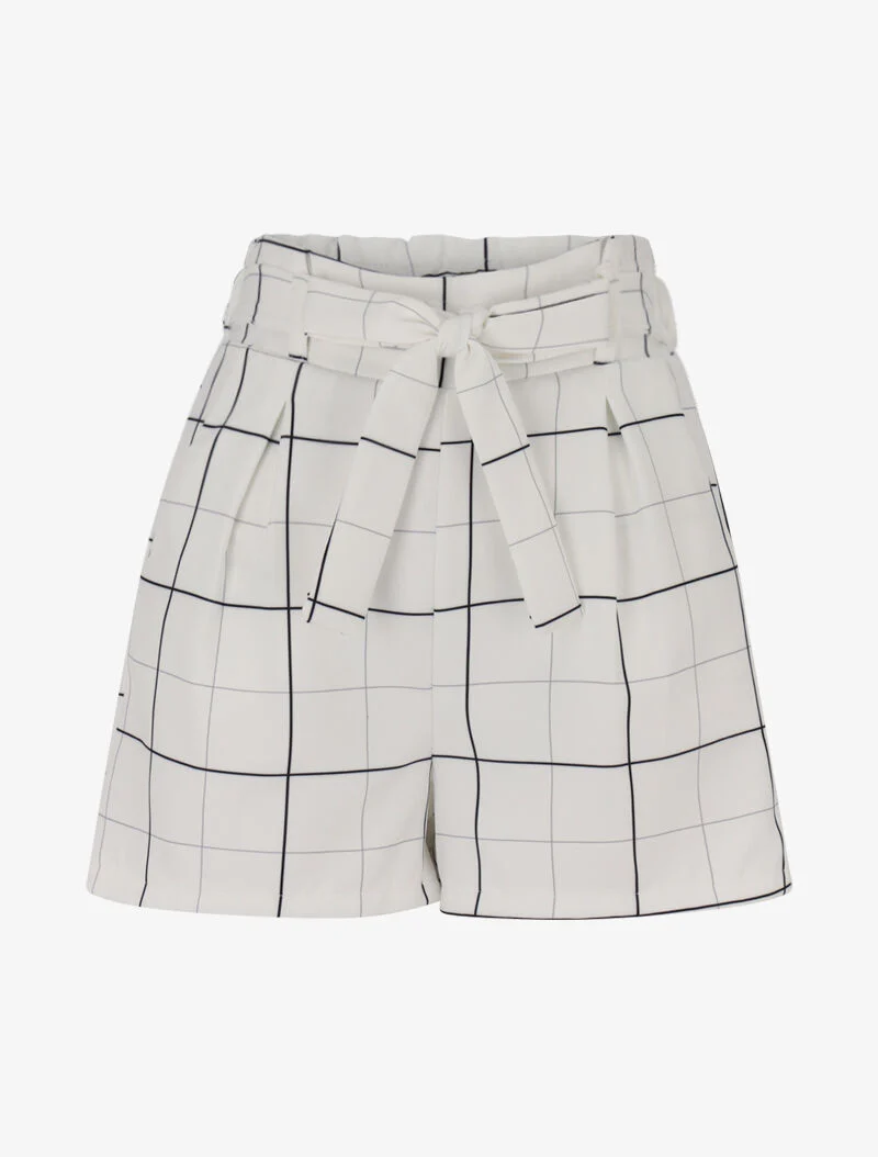 Mini short à imprimé carreaux - ecru