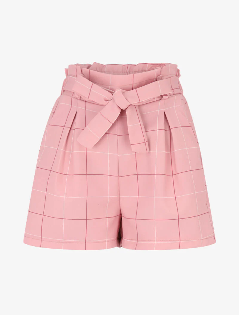 Mini short à imprimé carreaux - rose
