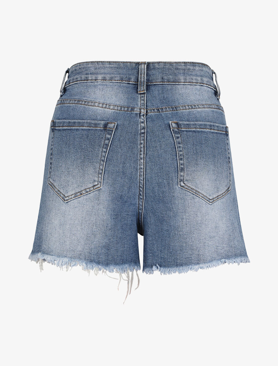 Mini short légèrement déchiré - Bleu denim - Image 3