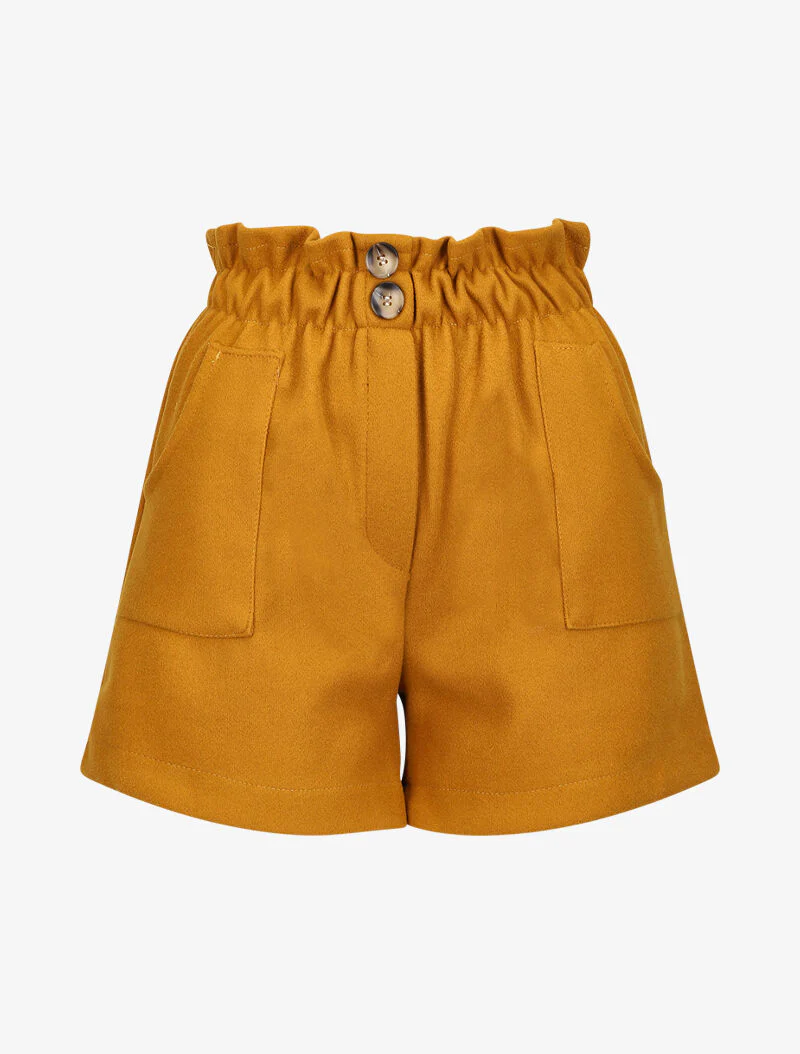 Mini short taille haute paperbag - Moutarde