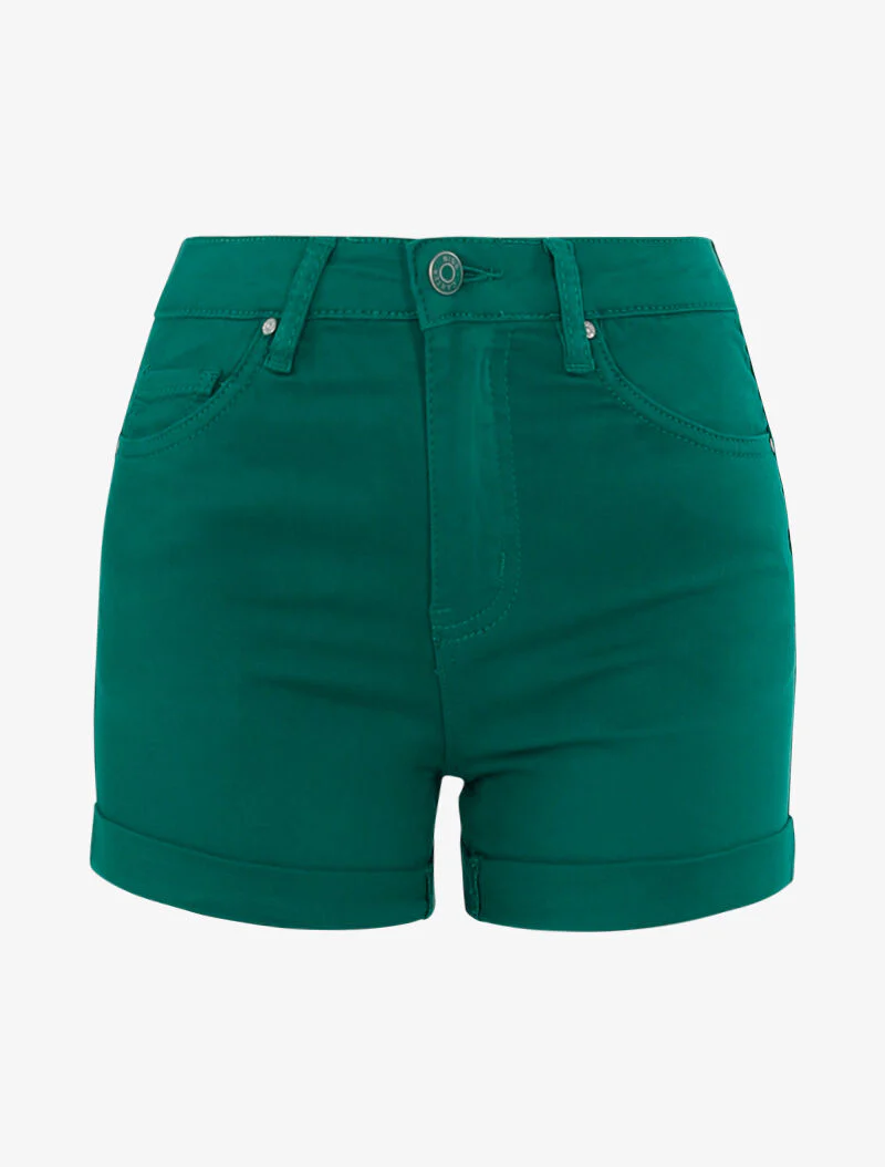 Mini short uni à ourlets - vert