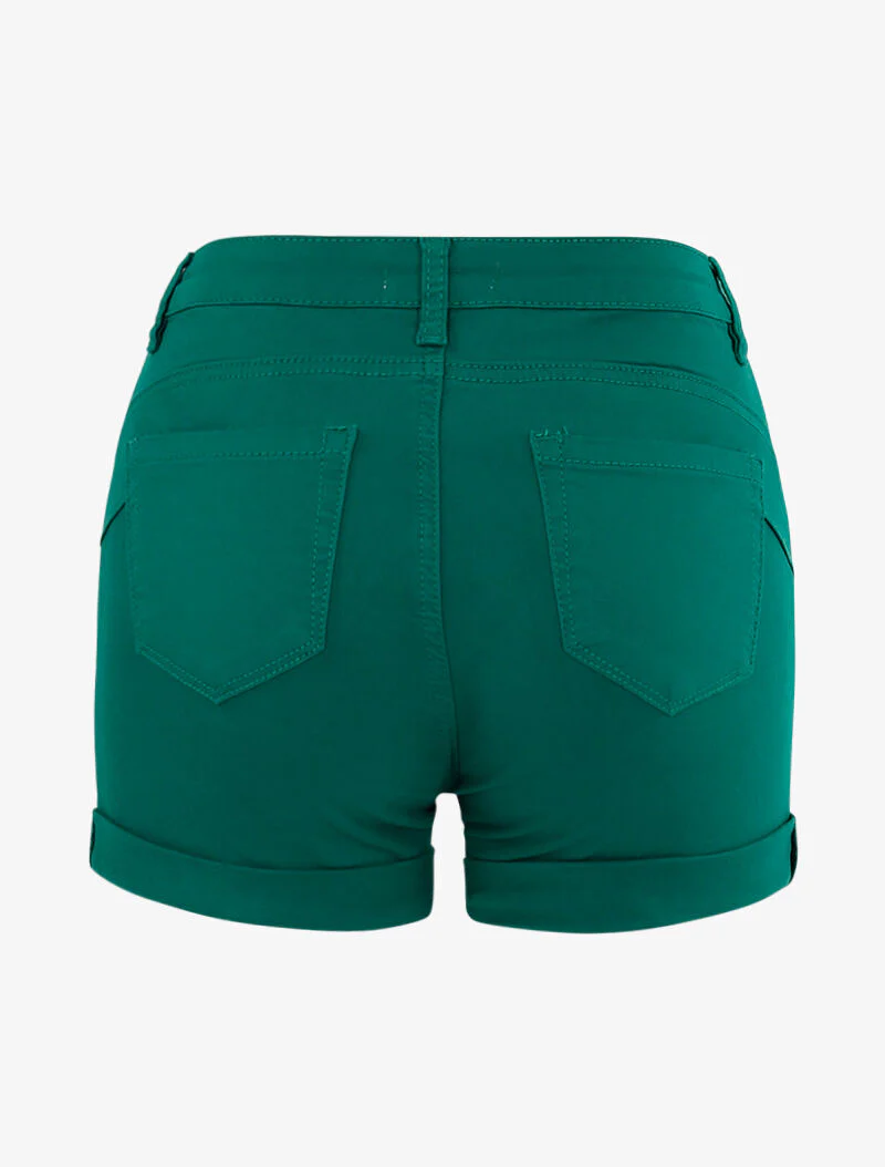 Mini short uni à ourlets - vert - Image 2