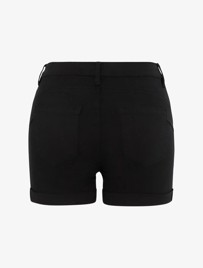 Mini short uni à ourlets - noir - Image 2