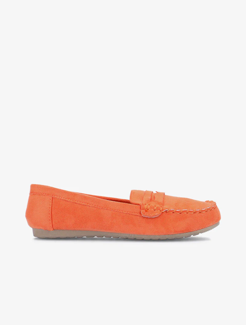 Mocassins à languette ajourée - orange