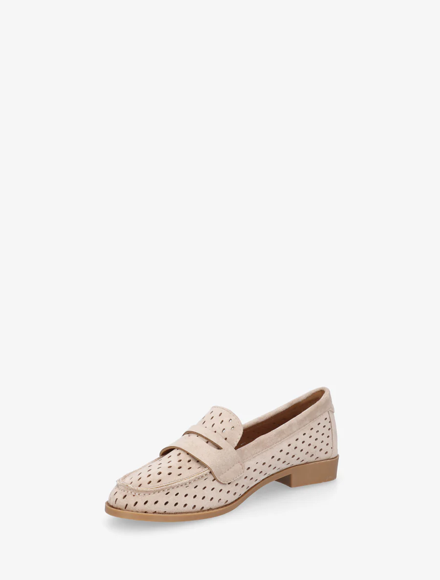 Mocassins ajourés en suédine - Beige - Image 3