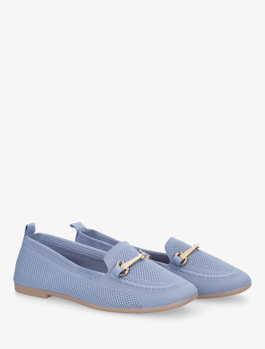 Mocassins en maille à boucle décorative - Bleu ciel - Image 4