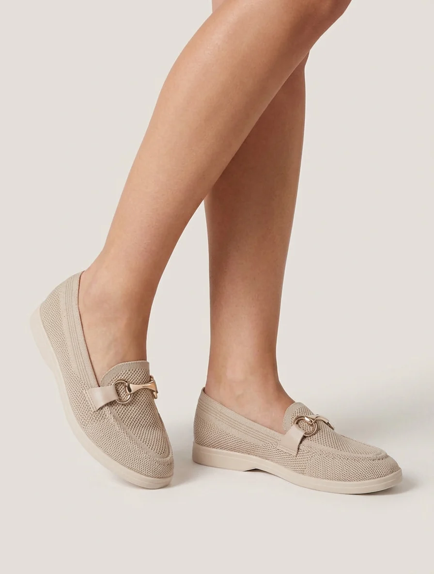 Mocassins en mesh à boucle décorative - Taupe - Image 5