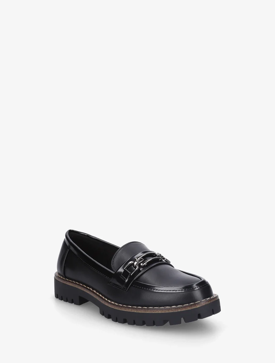 Mocassins en simili à boucle métallique - Noir - Image 2