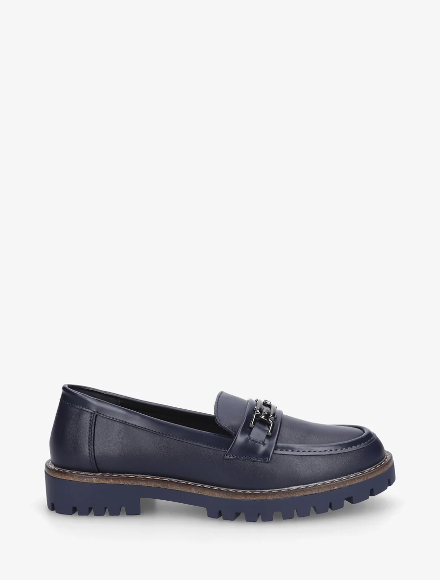 Mocassins en simili à boucle métallique - Marine