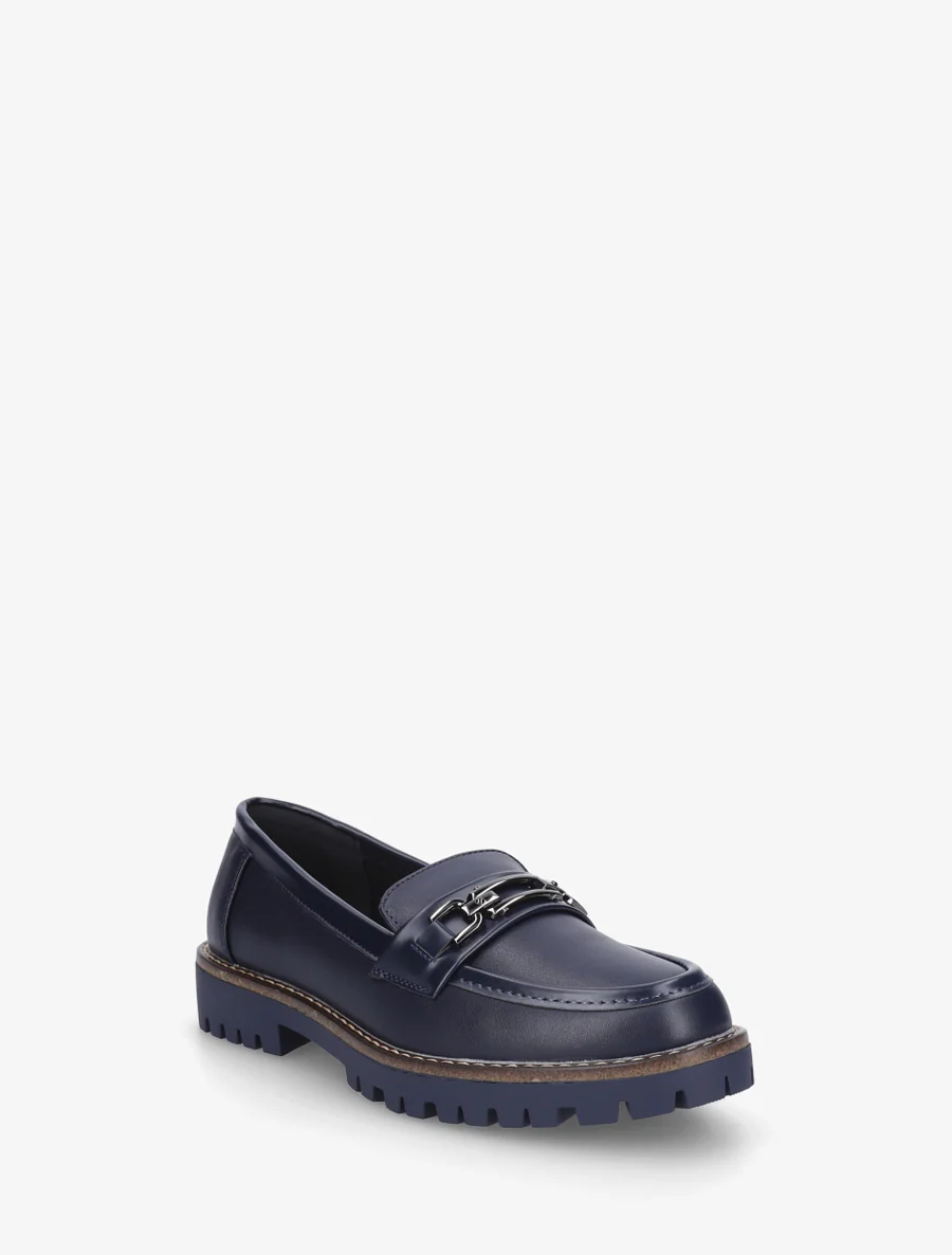 Mocassins en simili à boucle métallique - Marine - Image 2