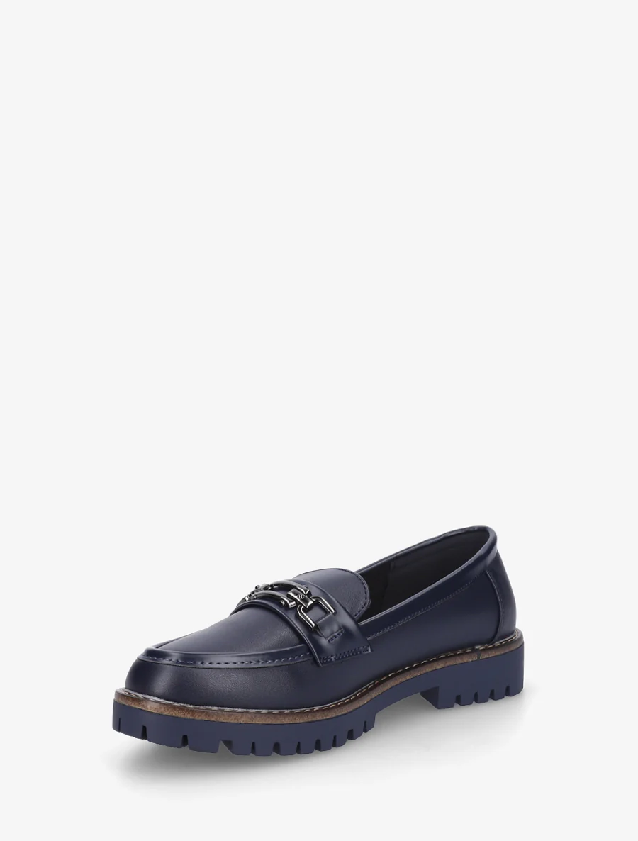 Mocassins en simili à boucle métallique - Marine - Image 3