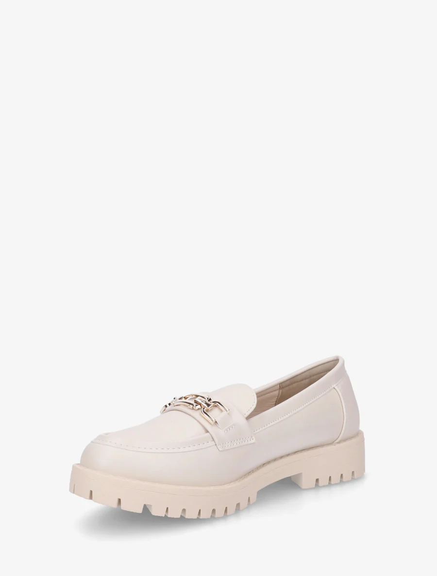 Mocassins en simili à boucle métallique - Beige - Image 3
