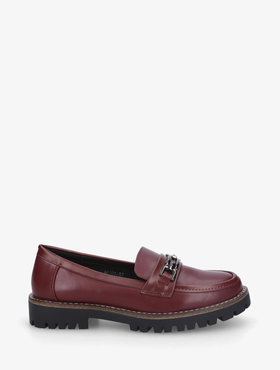 Mocassins en simili à boucle métallique - Bordeaux