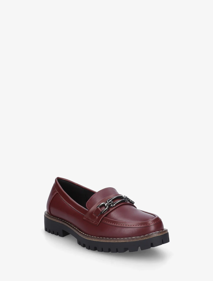 Mocassins en simili à boucle métallique - Bordeaux - Image 2