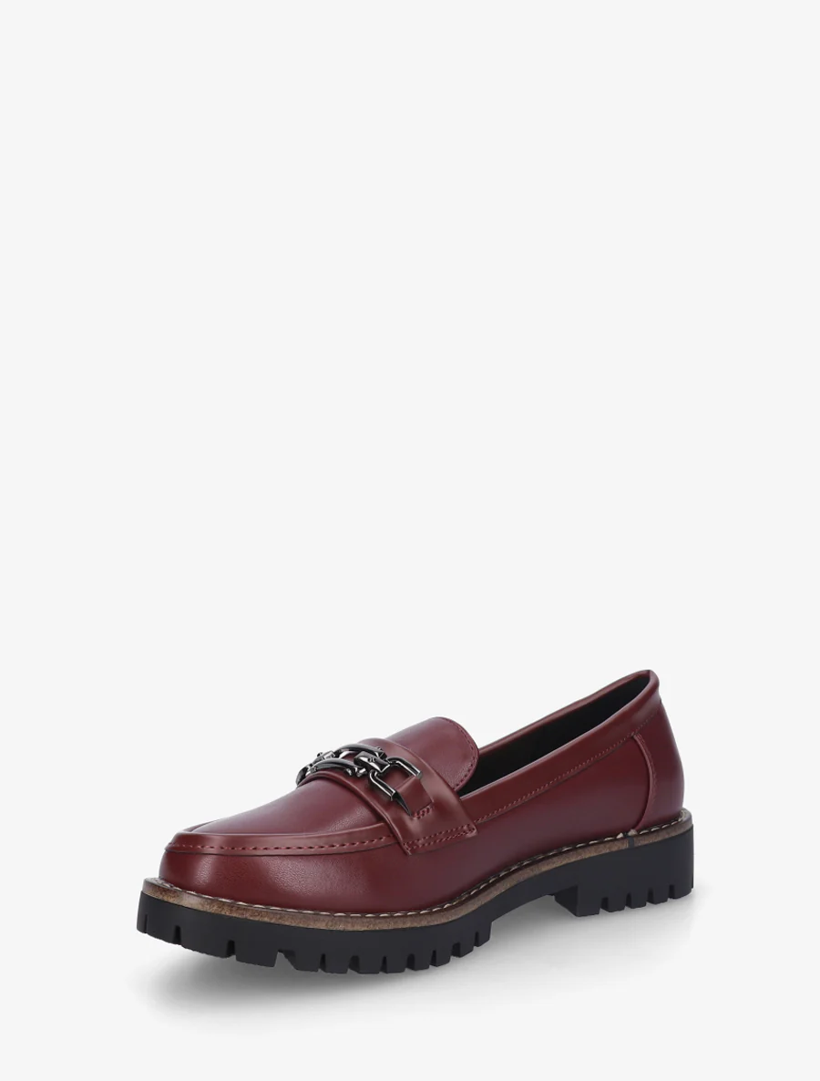 Mocassins en simili à boucle métallique - Bordeaux - Image 3