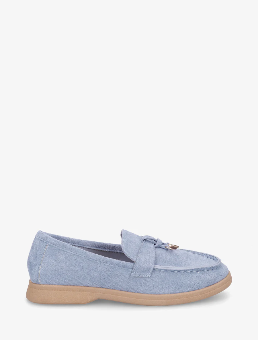Mocassins en suédine à bijoux - Bleu clair