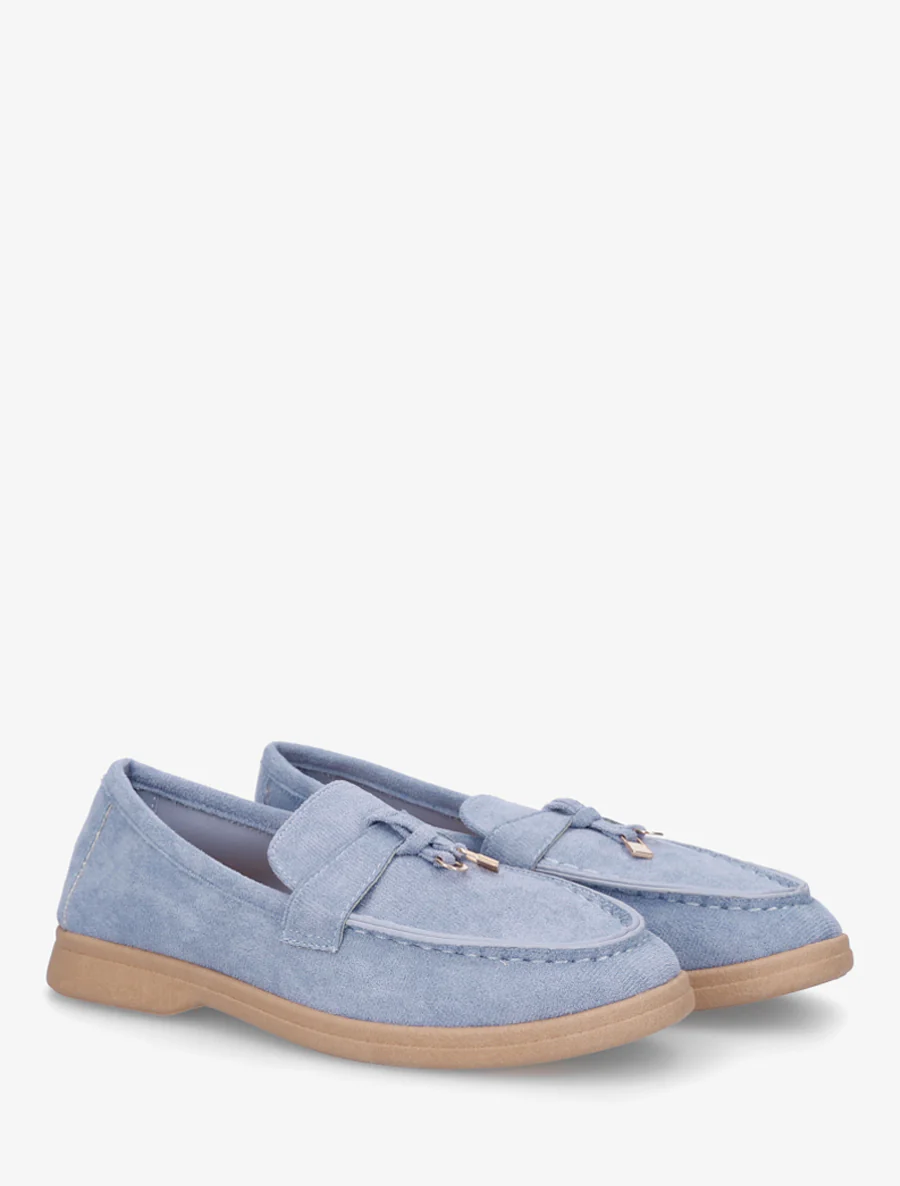 Mocassins en suédine à bijoux - Bleu clair - Image 4