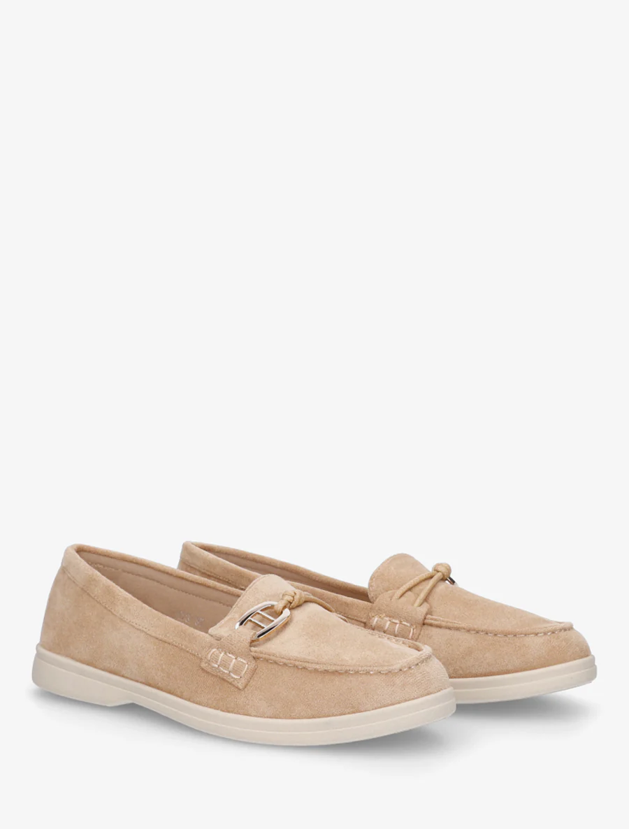 Mocassins en suédine à boucle décorative - Beige - Image 4