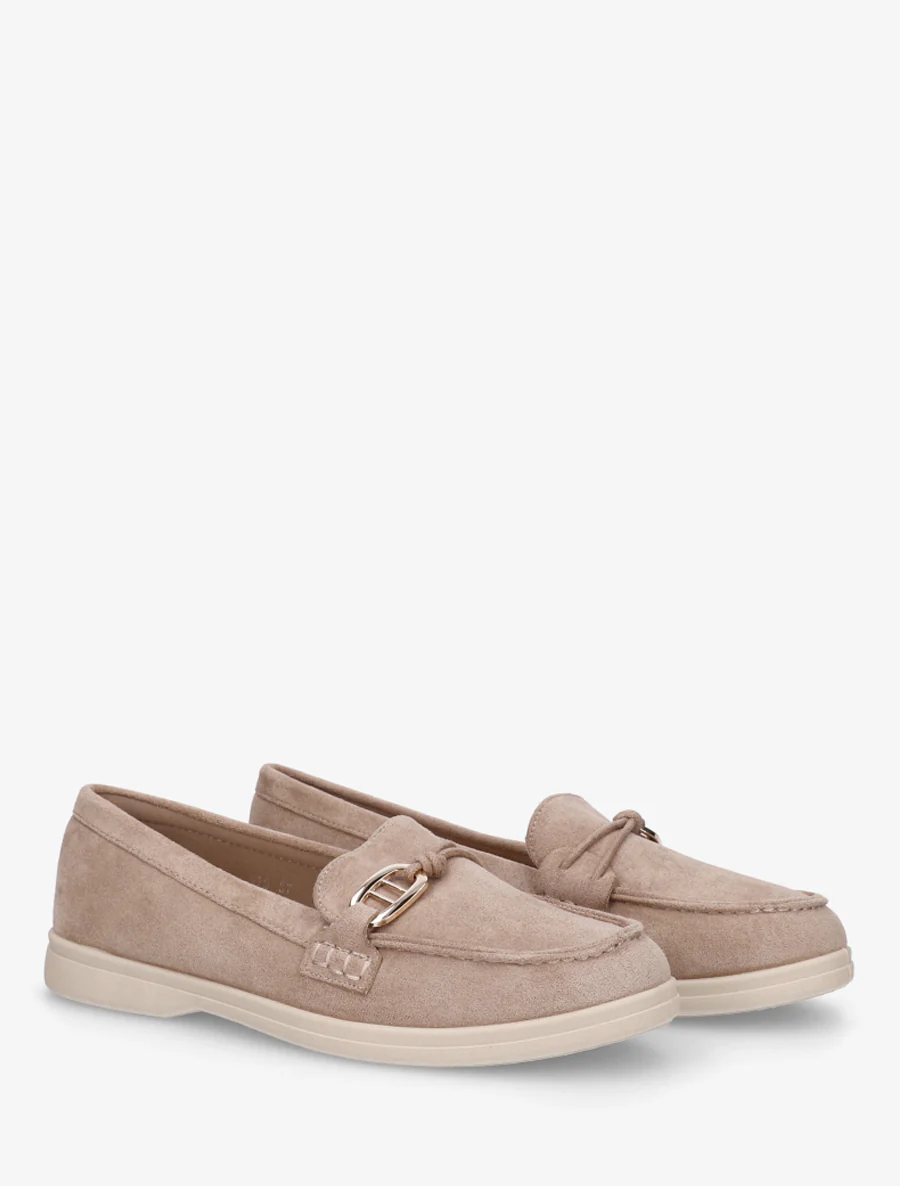 Mocassins en suédine à boucle décorative - Taupe - Image 4