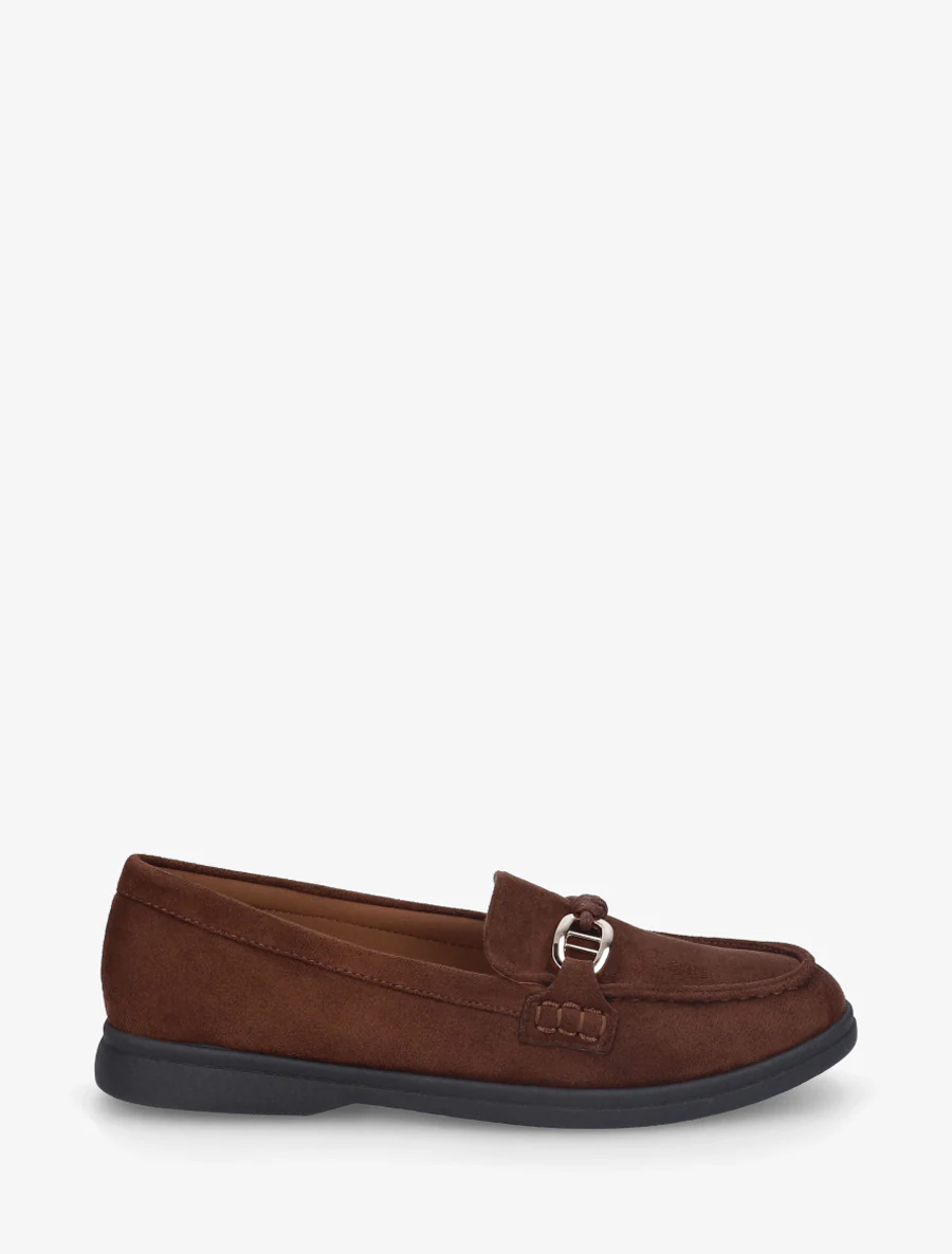 Mocassins en suédine à boucle décorative - Marron