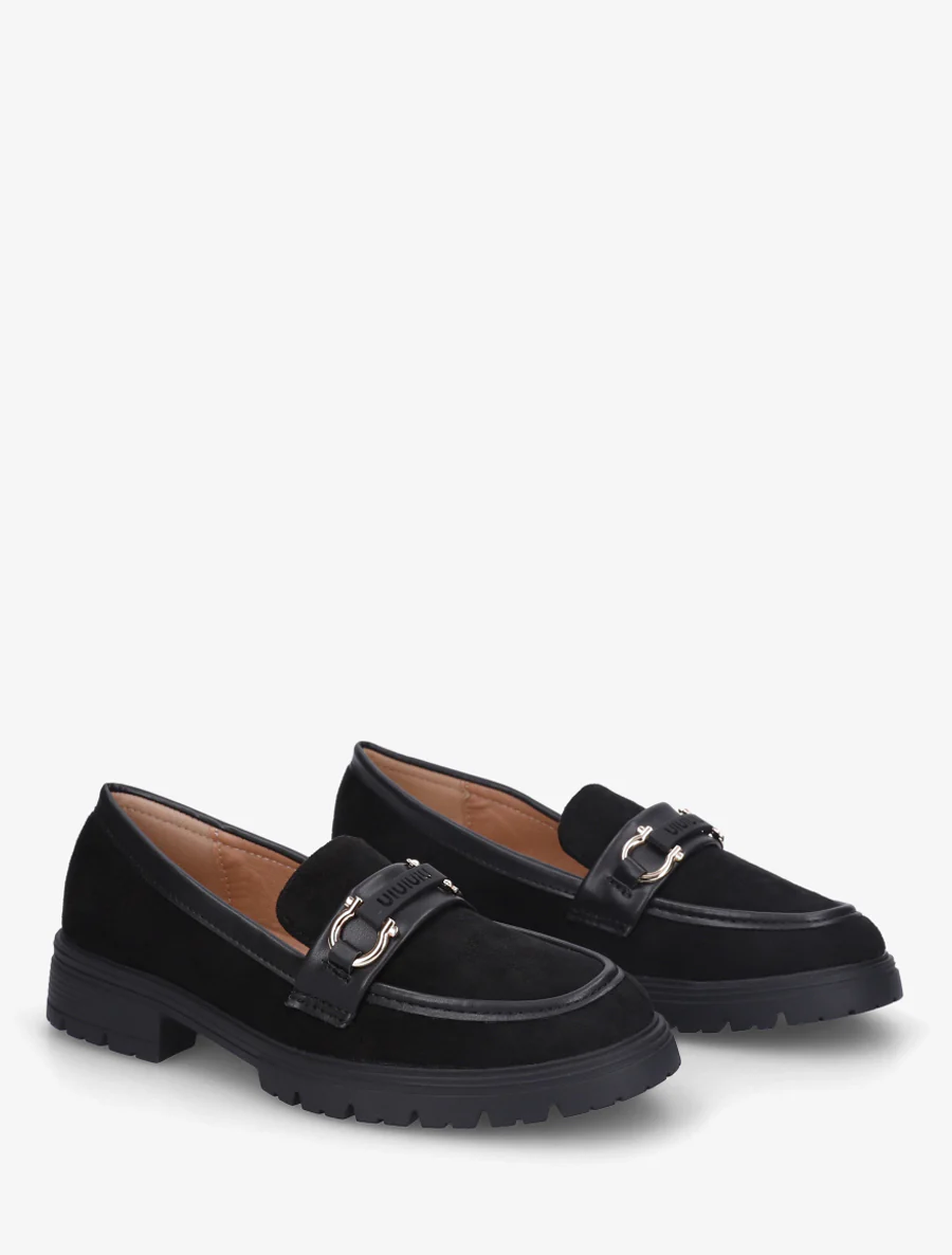 Mocassins en suédine à boucle décorative - Noir - Image 4