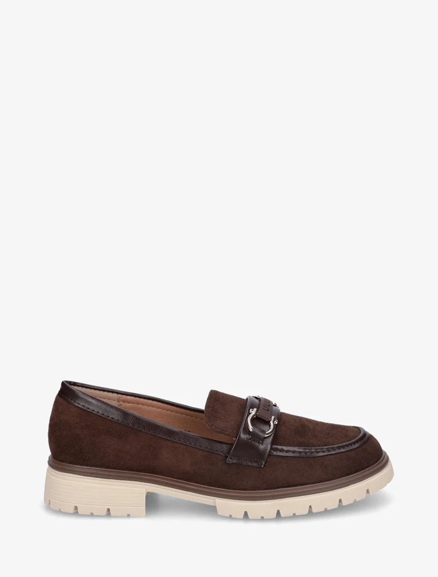 Mocassins en suédine à boucle décorative - Marron