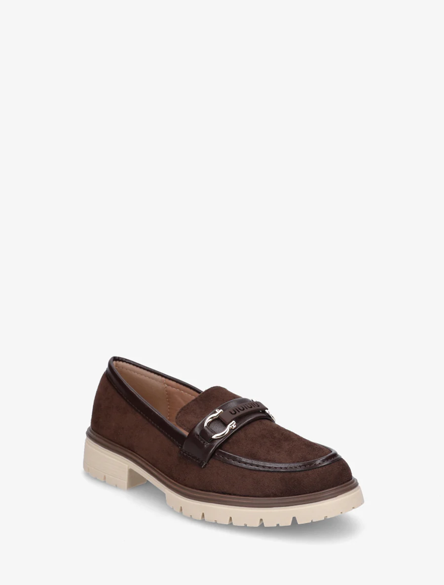 Mocassins en suédine à boucle décorative - Marron - Image 2