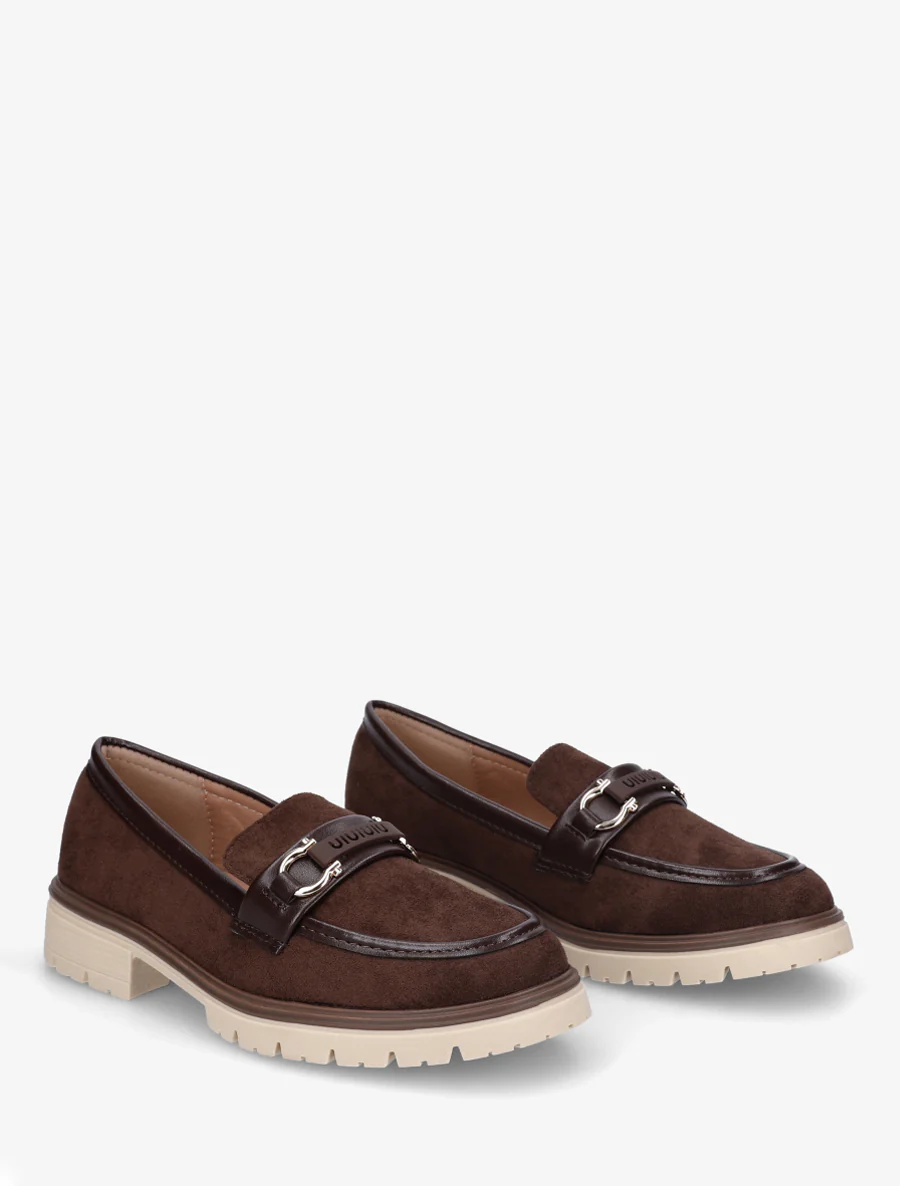 Mocassins en suédine à boucle décorative - Marron - Image 4