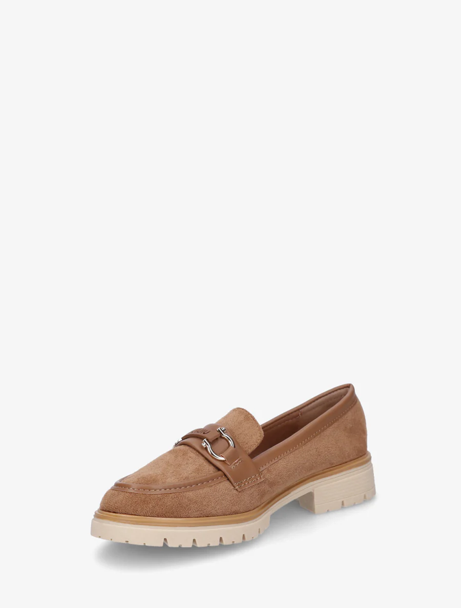 Mocassins en suédine à boucle décorative - Camel - Image 3