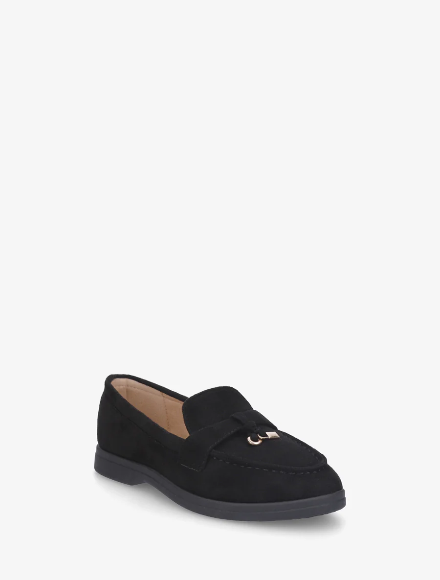 Mocassins en suédine à boucle décorative - Noir - Image 2