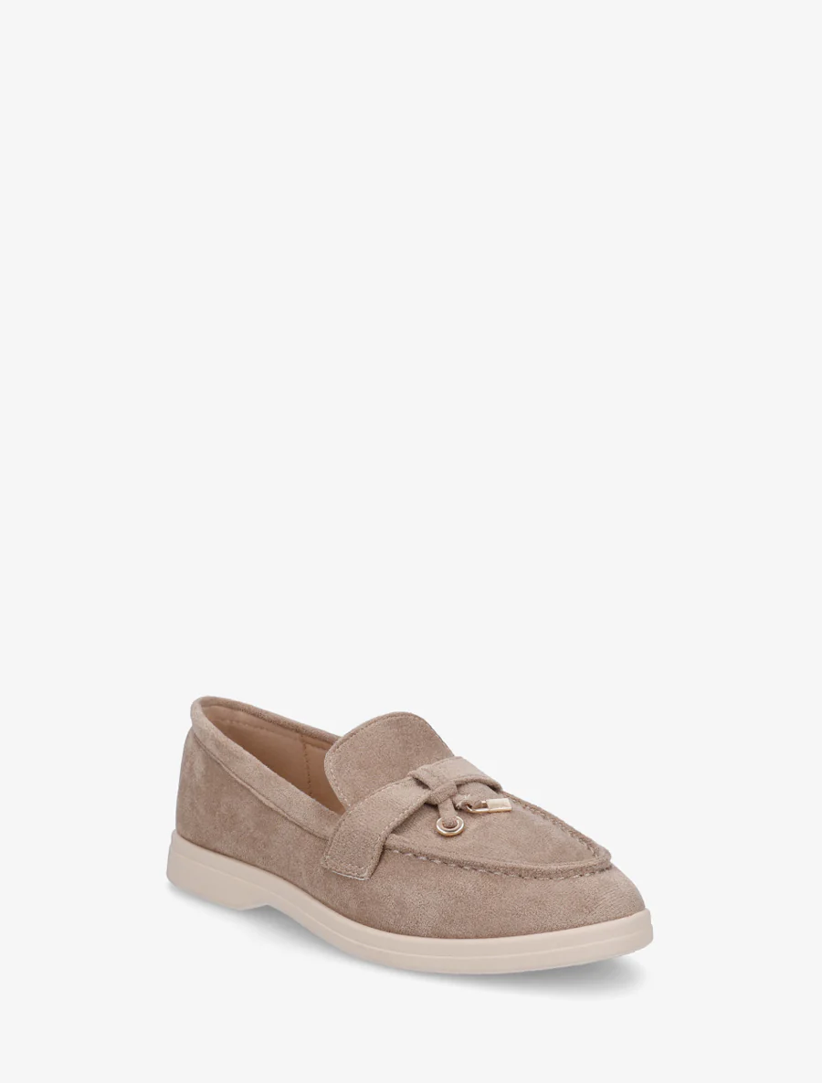 Mocassins en suédine à boucle décorative - Taupe - Image 2