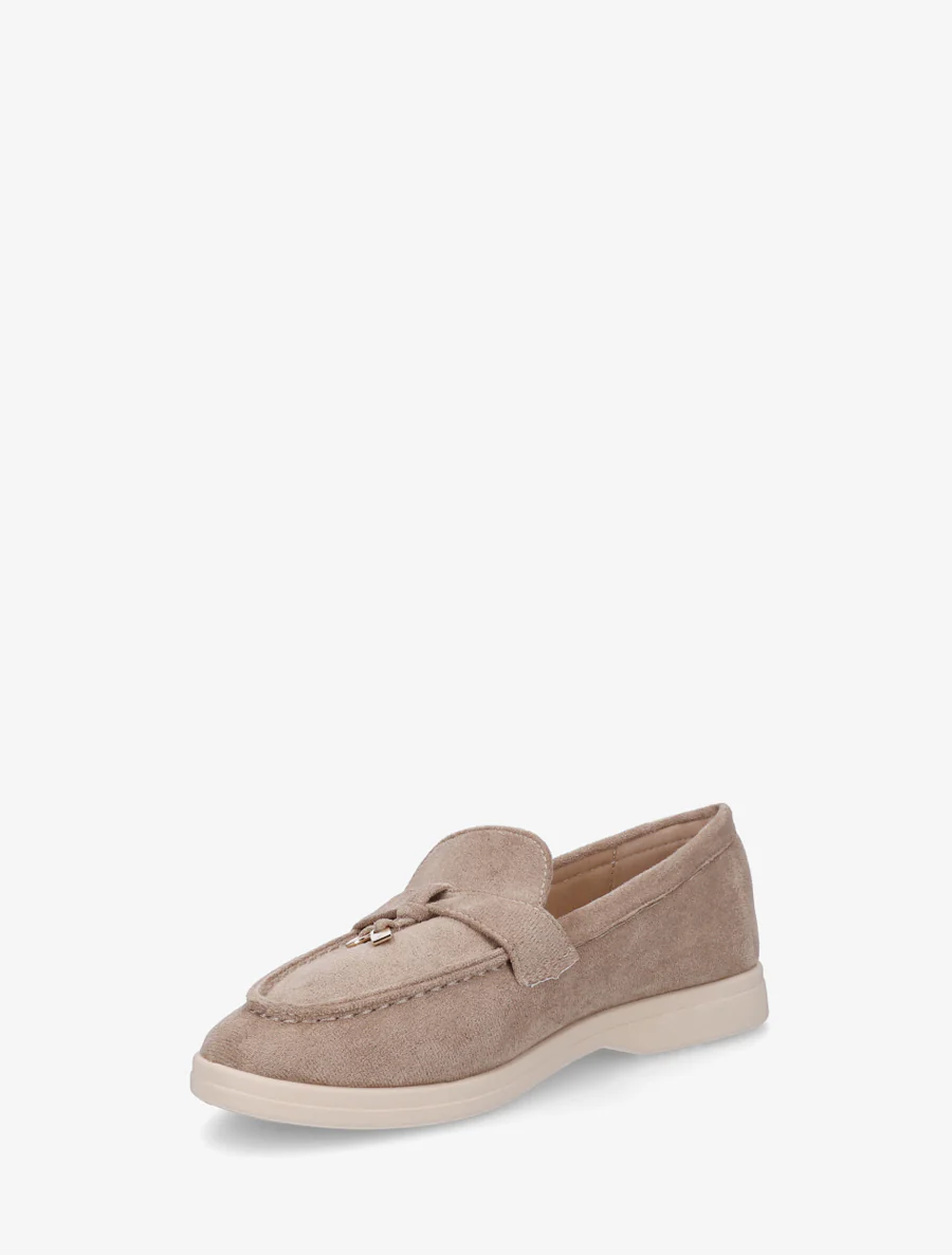 Mocassins en suédine à boucle décorative - Taupe - Image 3