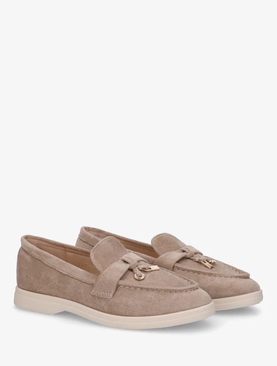 Mocassins en suédine à boucle décorative - Taupe - Image 4