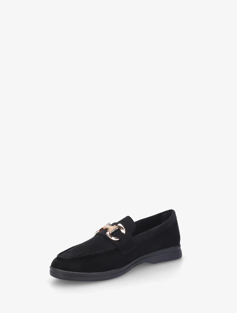 Mocassins en suédine à boucle et semelle plate - Noir - Image 3