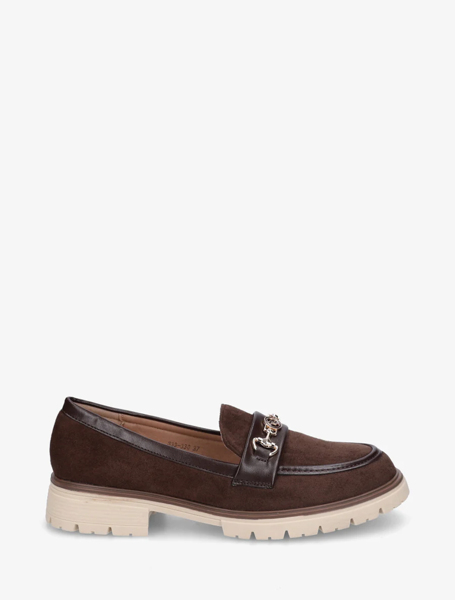 Mocassins en suédine à boucle fantaisie - Marron
