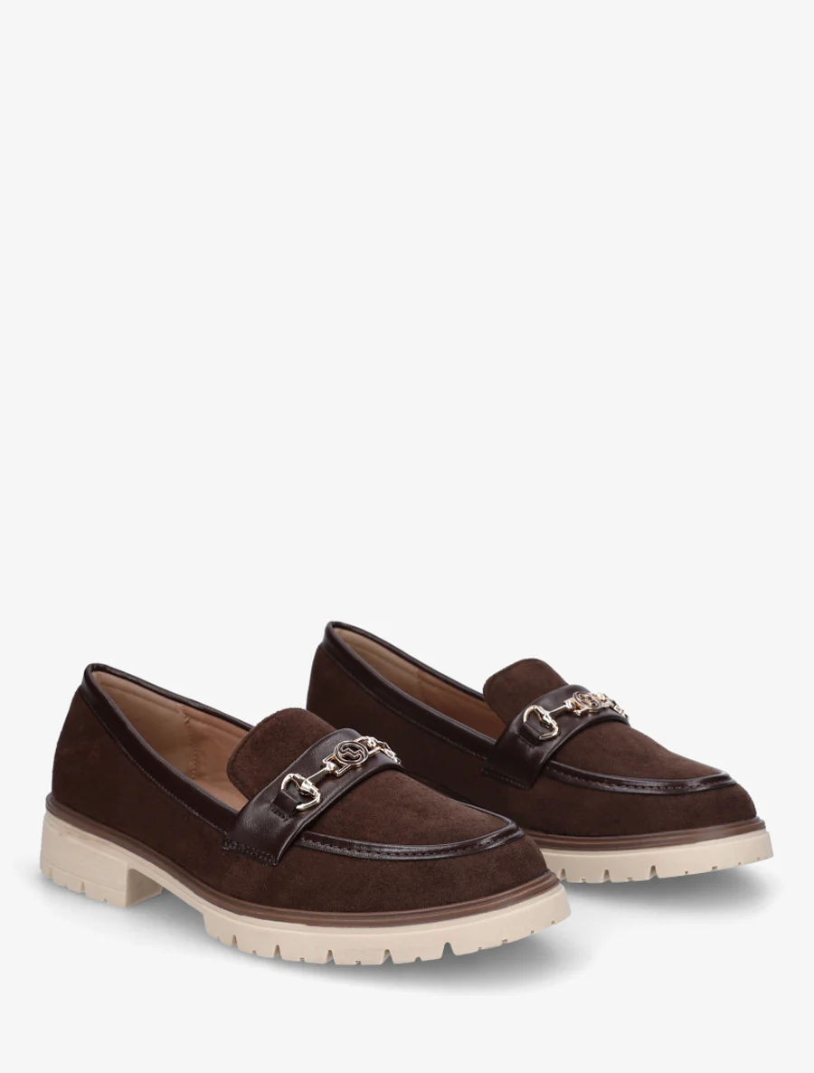 Mocassins en suédine à boucle fantaisie - Marron - Image 4