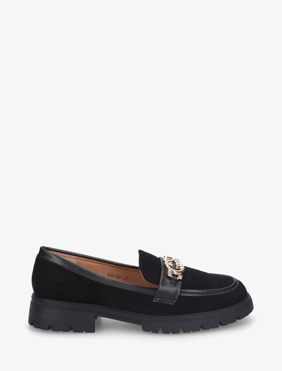 Mocassins en suédine à boucle métallique - Noir
