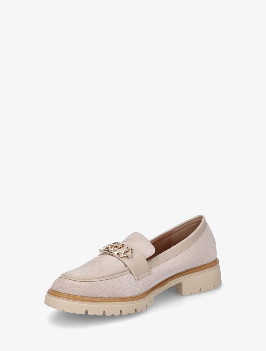 Mocassins en suédine à boucle métallique - Beige - Image 3