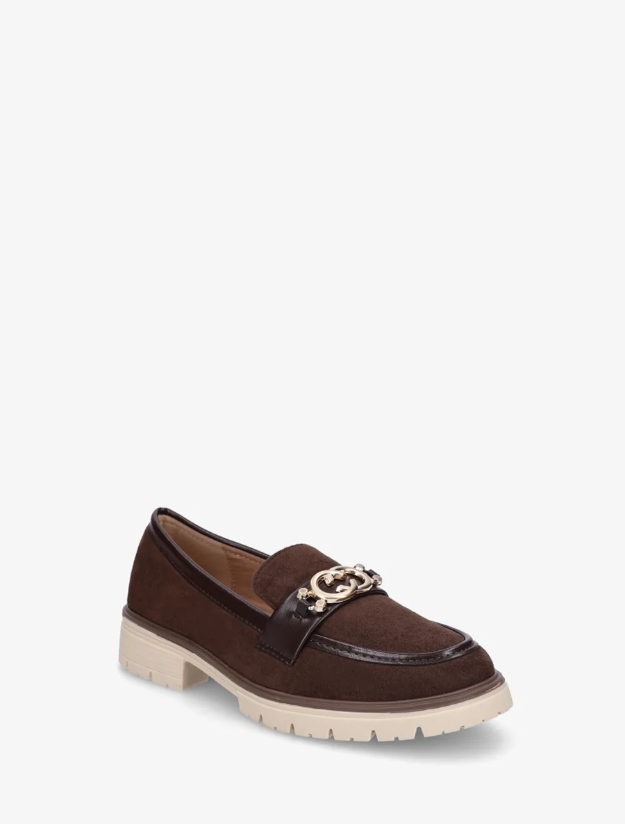 Mocassins en suédine à boucle métallique - Marron - Image 2