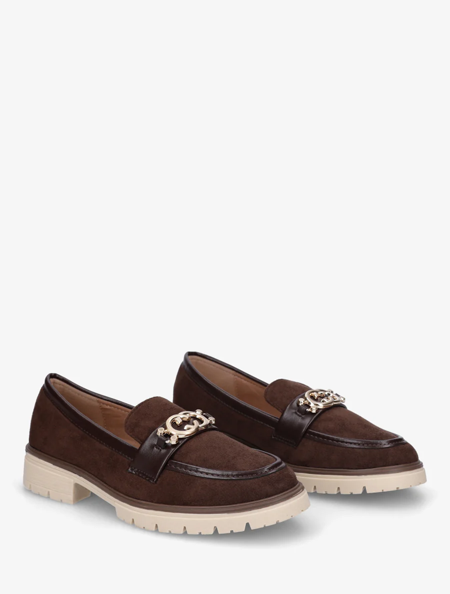 Mocassins en suédine à boucle métallique - Marron - Image 4