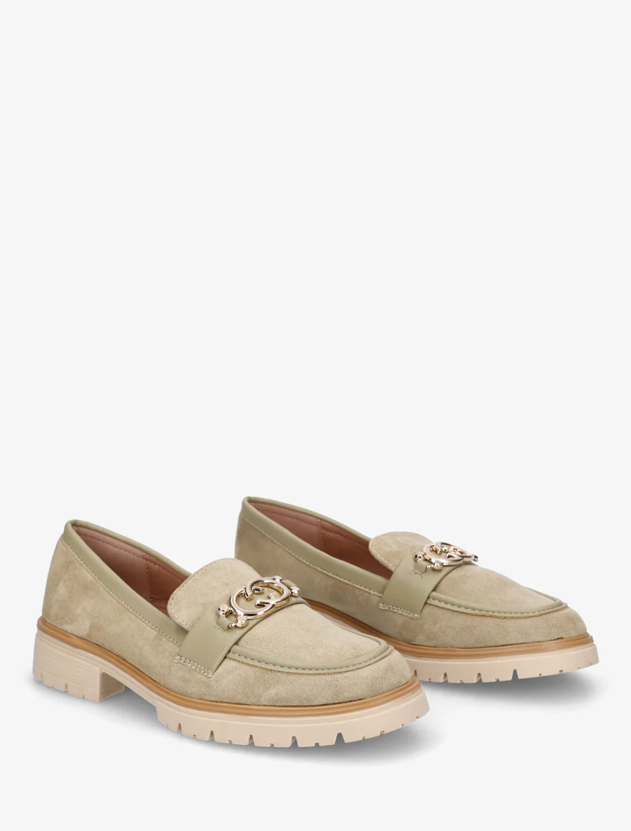 Mocassins en suédine à boucle métallique - Vert olive - Image 4