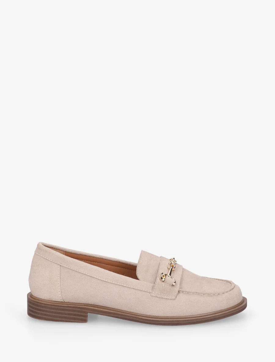 Mocassins en suédine à boucle métallique - Beige