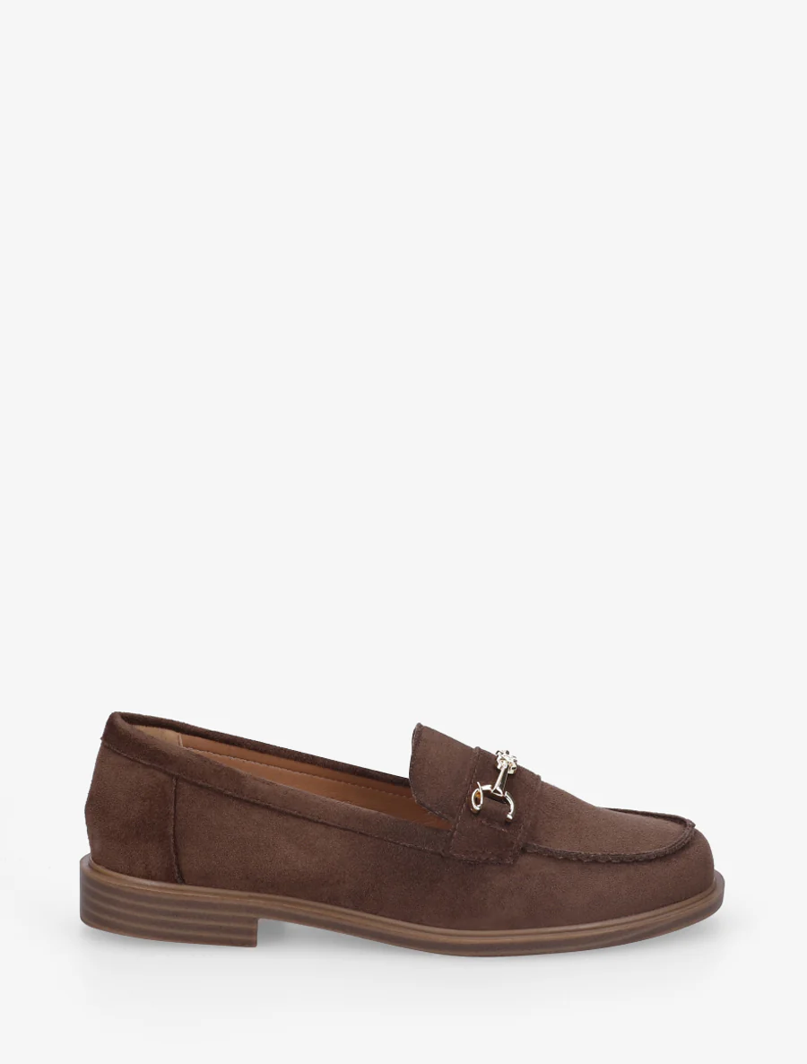 Mocassins en suédine à boucle métallique - Marron