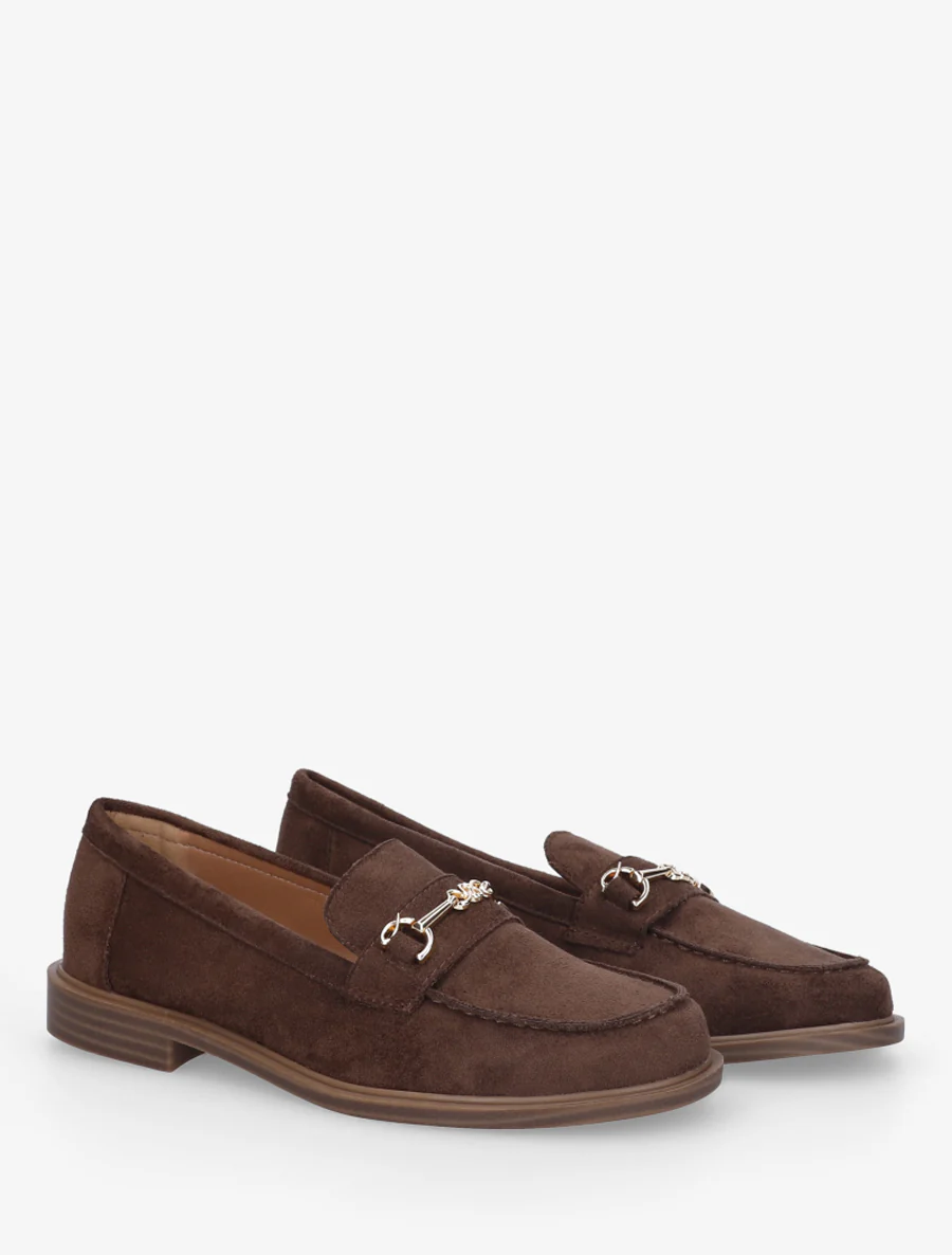 Mocassins en suédine à boucle métallique - Marron - Image 4