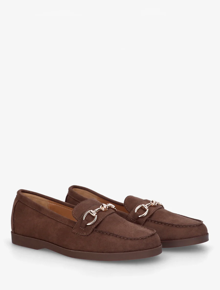 Mocassins en suédine à boucle métallique - Marron - Image 4