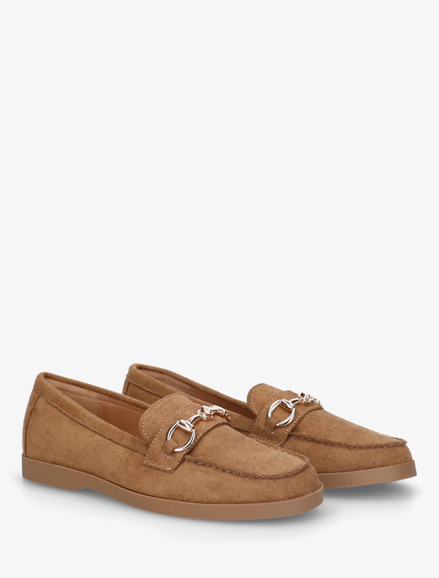 Mocassins en suédine à boucle métallique - Camel - Image 4