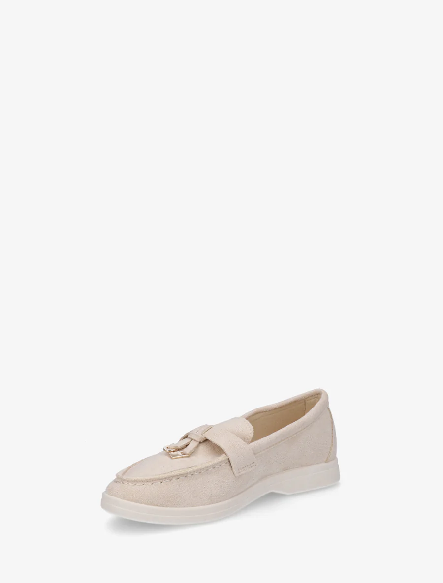 Mocassins en suédine à empiècement bijoux - Beige - Image 3