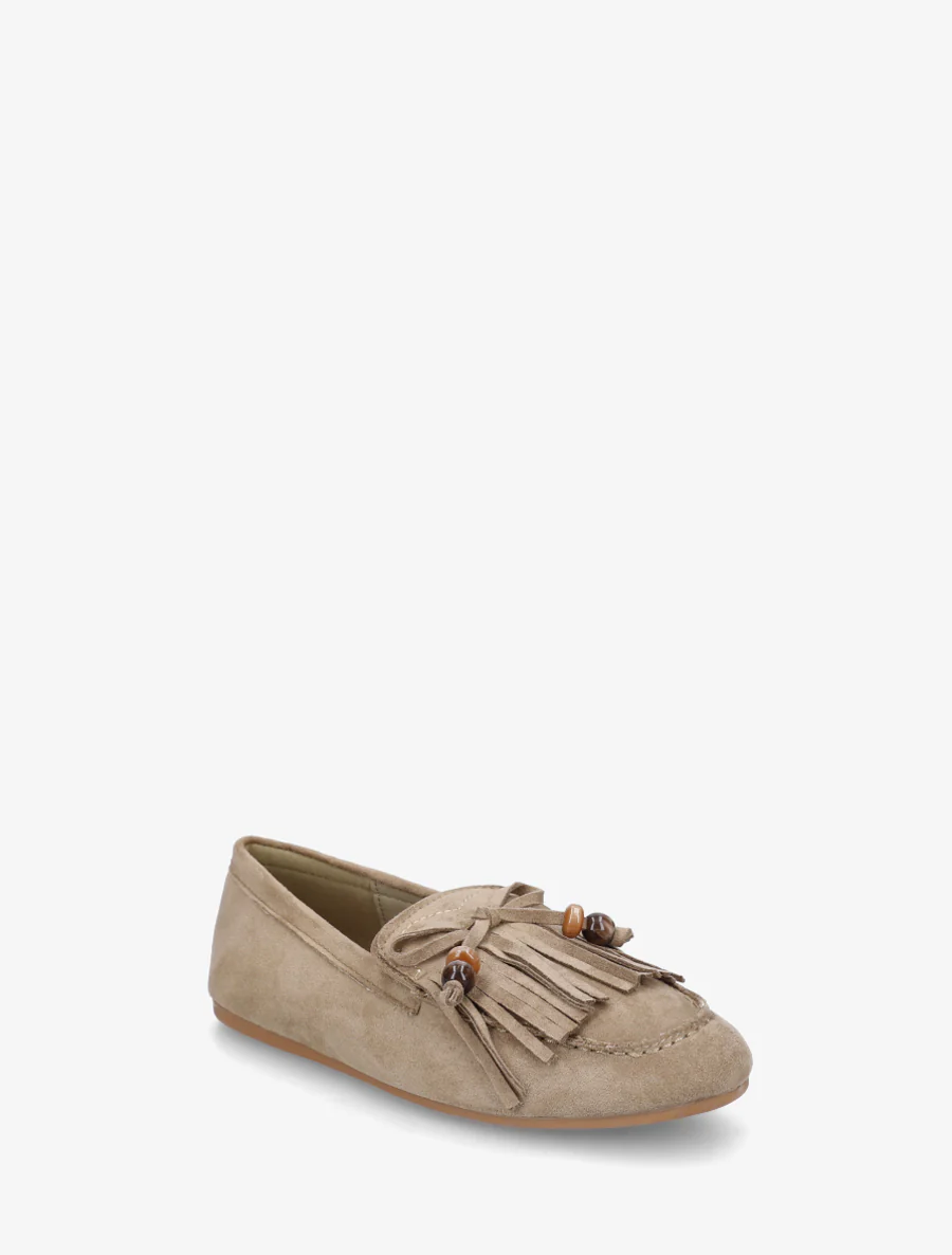 Mocassins en suédine à franges et perles - Kaki - Image 2